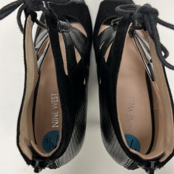 Nine West ‘Stiletto’ Open Toe Lace Up Heels - Picture 6 of 8
